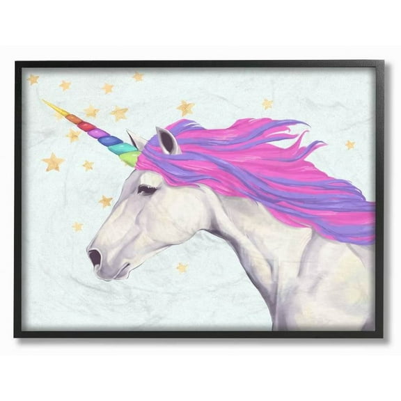 The Kids Room by Stupell Gold Star Rainbow Unicorn Painting Framed Wall Art by Ziwei Li