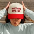 thumbnail image 3 of White Girl Wasted Funny Trucker Hat, Bold Embroidered Party Cap with Adjustable Snapback, Perfect for Bachelorette Parties, Girls Night Out, and Fun Summer Events, 3 of 5