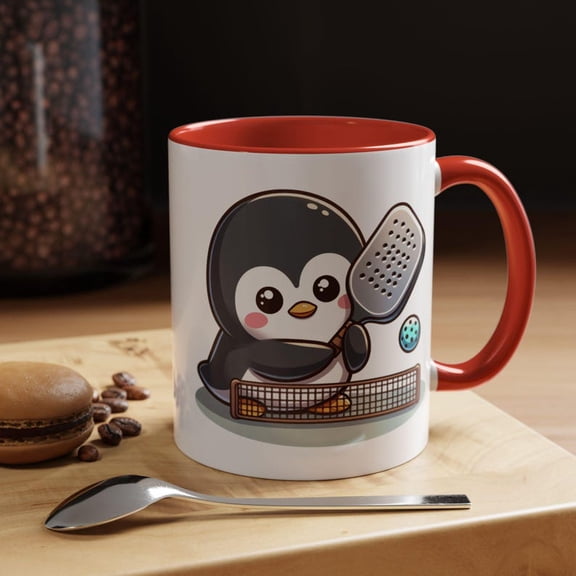 Penguin Playing Pickleball, Animal-Inspired Coffee Cup, Cute Nature Gift, Unique Home DE1cor, Perfect for Animal Lovers