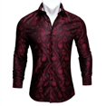 thumbnail image 5 of Barry.Wang Camisas de lujo con estampado 3D de cachemira color vino tinto para hombre, camisas casuales de manga larga con flores para hombre, camisas de vestir ajustadas, 5 of 5