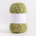 thumbnail image 1 of Zhuge Hilo de mohair de 100 g con puntos de colores, hilo suave para tejer a mano, crochet, para bufandas, chales y manualidades, color matcha, 1 of 4