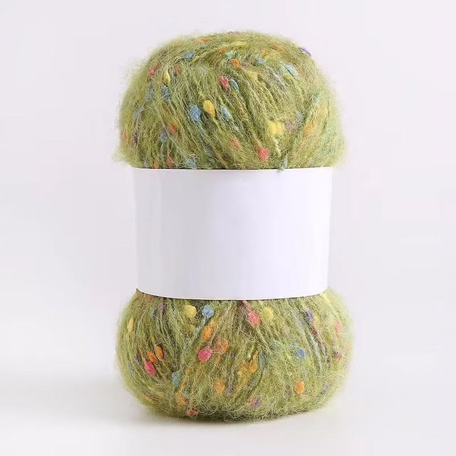 Zhuge Hilo de mohair de 100 g con puntos de colores, hilo suave para tejer a mano, crochet, para bufandas, chales y manualidades, color matcha