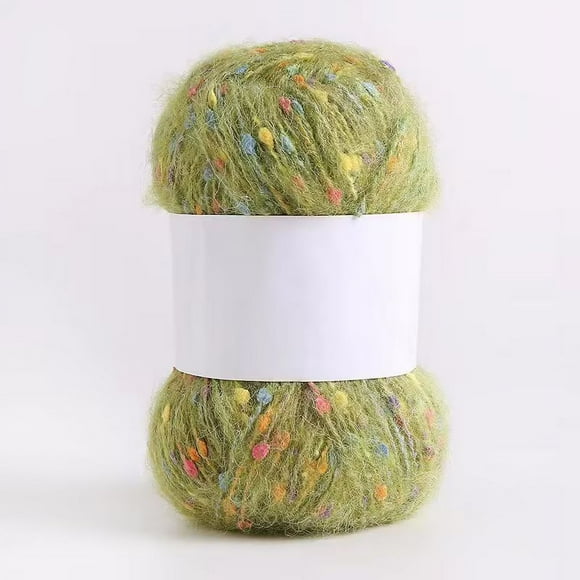 Zhuge Rollo de 50 g de hilos de mohair con puntos de colores, hilo suave para tejer a mano, crochet, para bufandas, chales y manualidades, color matcha