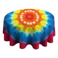 thumbnail image 4 of Tie Dye Heart Accent Mandala Pattern Round Tablecloth 60"x60",Wrinkle Wipeable Table Cloth for Kitchen Dining Room Picnic Patio Party, 4 of 6