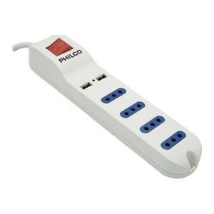 Philco - Alargador Extension 4Entradas 2Usb 1.5Mts Blanco Xt41