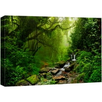 wall26 Canvas Print Wall Art Nepal Green Forest & Waterfall Nature Wilderness Photography Modern Art Rustic Scenic Colorful Multicolor for Living Room, Bedroom, Office - 32"x48"
