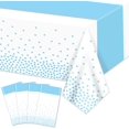 thumbnail image 1 of 4 Pack White and Blue Tablecloths - 86.6"x51.2" Rectangular Blue Table Cover for Weddings Birthdays First Communion Baby Showers Graduation, 1 of 7