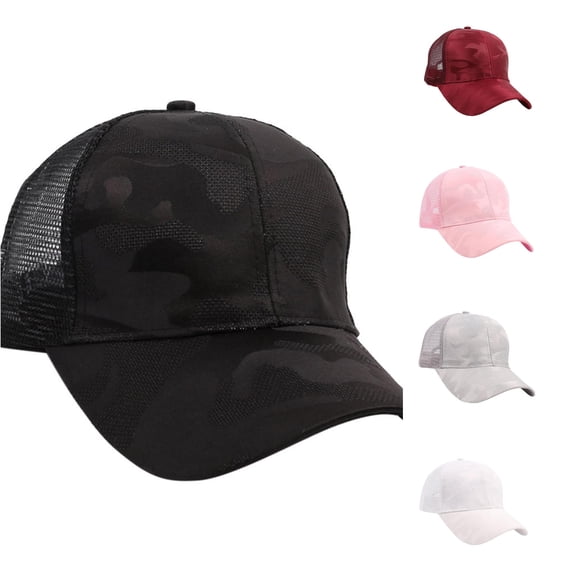 XIAOCHA Camo‑Print Trucker Cap for Mens Breathable Mesh Build for Field Trip Truckerhats,Black