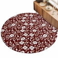 thumbnail image 2 of Round Area Rugs 3.3Ft, Red White Floral Non-Slip Washable Circle Rugs Carpet, Farmhouse Retro Botanical Leaves Indoor Outdoor Rug Floor Mats Throw Runner for Bedroom Living Room Bathroom, 2 of 8