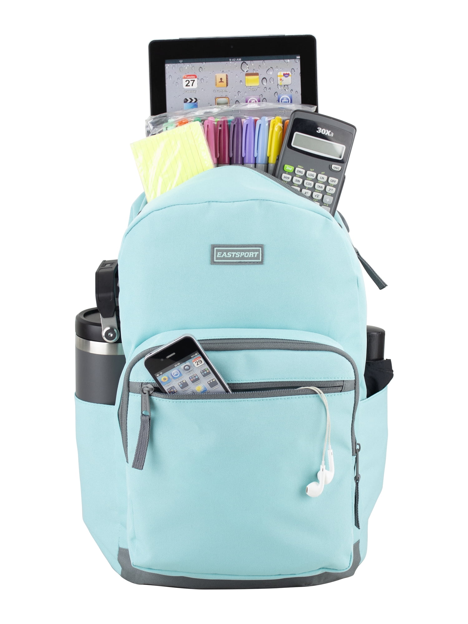 Eastsport Unisex 17" Backpack & Lunch Box 2-Piece Set, Aqua Sky