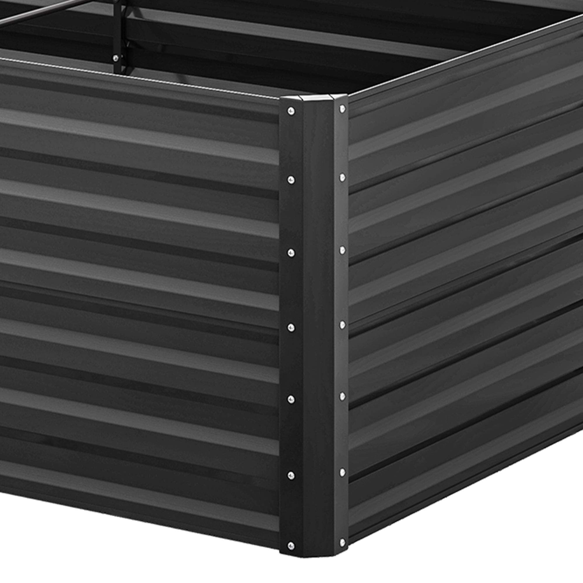 Uforic 6x3x2 ft Galvanized Raised Garden Bed Kit, Black Metal Planter Box with Gloves, Ground Nails & Support Rod, Outdoor Above Ground Planter for Vegetables, Flowers, Plants