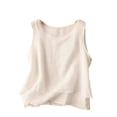 thumbnail image 2 of RKSTN Womens Summer Tops Sleeveless Cotton Linen Tank Top Plus Size Solid Color Crew Neck Weekend Shopping Simple Versatile Tops, 2 of 3