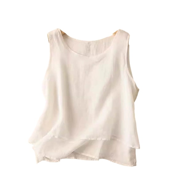 zbxnLI Cotton Linen Tank Top for Women Casual Stylish Solid Color Summer Comfort Loose Tops Breathable Outfits