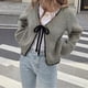 thumbnail image 1 of HongQid Women's Chunky Knit Open Front Sweater Long Sleeve Loose Short Cardigan Outerwear Coats, 1 of 4