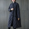 thumbnail image 4 of Yuyuzo Quilted Jackets for Women Long Sleeve Mid-Length Open Front Button Coats Casual Baggy Winter Jackets, 4 of 6