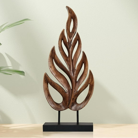 Decozen Wooden LEAF Sculpture โ Gifts for Mom or Dad on Motherโs Day, Fatherโs Day, or Birthday โ Acacia Wood Sculpture for Home, Office, Living Room, or Boho and Mantle Dรฉcor