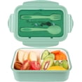 thumbnail image 1 of Loncheras, cajas bento, loncheras a prueba de fugas para niños y adultos, loncheras bento con 3 compartimentos y cubiertos, 1 of 5