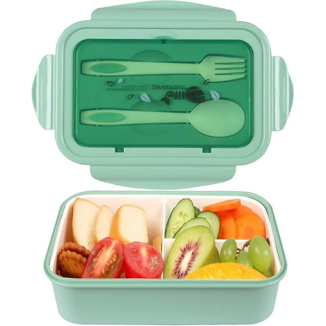 Loncheras, cajas bento, loncheras a prueba de fugas para niños y adultos, loncheras bento con 3 compartimentos y cubiertos