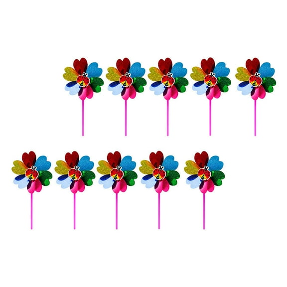 WORGEOUS 10pcs Decorative Windmills Colorful Wind Spinners Ornaments (Random Style)