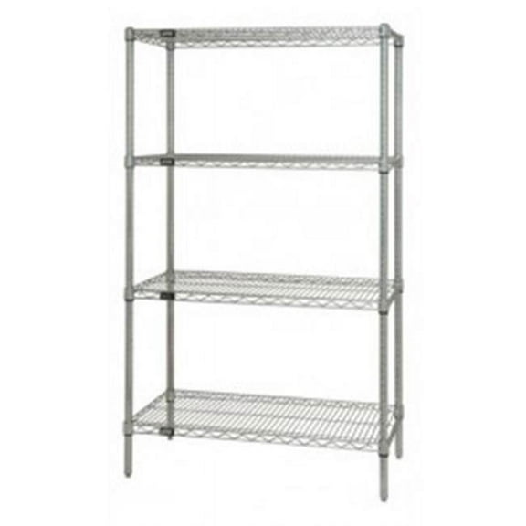 Stainless Steel 4 Shelf Wire Shelving Unit - 30 x 48 x 74 in.