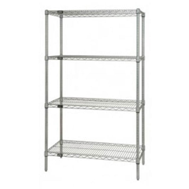 Stainless Steel 4 Shelf Wire Shelving Unit - 30 x 42 x 74 in.