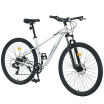 29" Mountain Bike 8 Speed Steel Frame City Bicycle with Front Suspension for Men Women, Silver