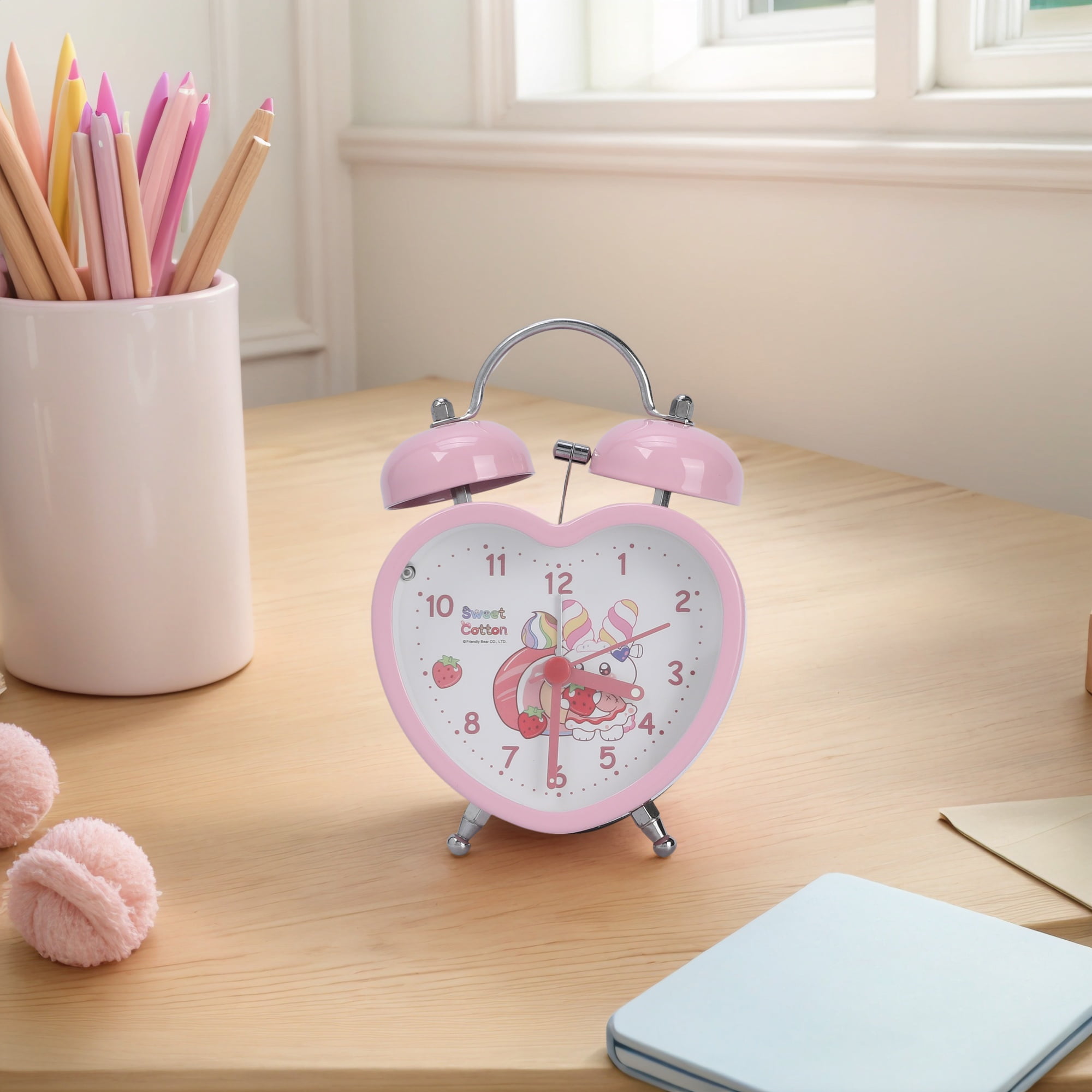 Unique Bargains Heart-Shaped Alarm Clock Light Pink 3.3"L x 2.2"W x 5.1"H