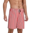 thumbnail image 2 of Balery Red And White Stripes Pantalones cortos de pijama de punto de algodón para hombre con cinturilla y bolsillos-Medium, 2 of 6