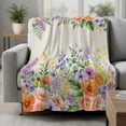 thumbnail image 2 of Pink Orange Flowers Blanket Soft Cozy Warm Throw Blanket for Couch, Plush Fuzzy Flannel Fleece Blankets for Sofa, Spring Floral Farmhouse Botanical Rustic Bed Blankets Gifts for Men, 50"x80", 2 of 9