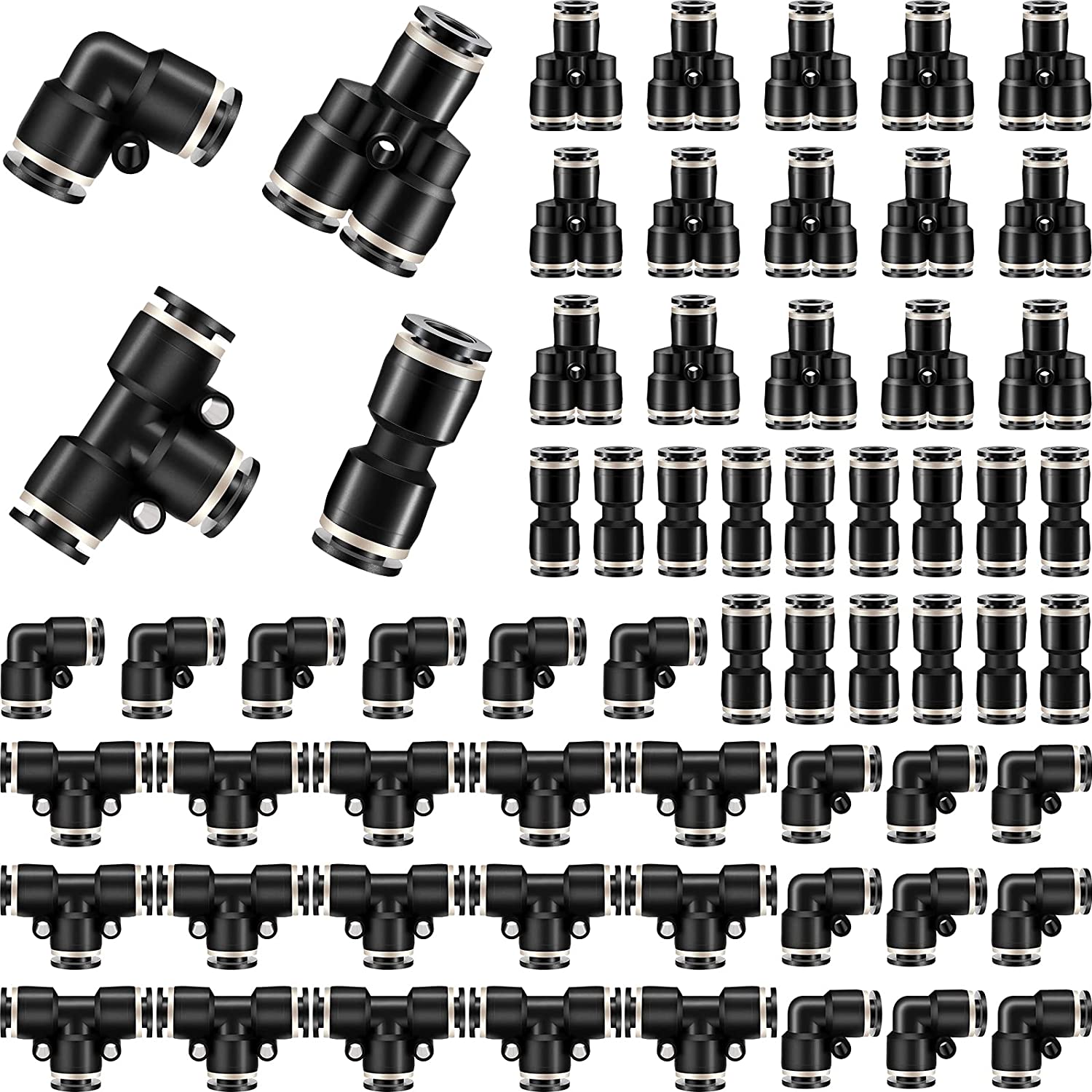 Metalwork 6mm OD Push-to-Connect Pneumatic Fittings Kit - 14 Piece Combo Set