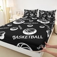 thumbnail image 4 of Castle Fairy Sport Basketball Bed Sheets 4-Piece, Minimalist Ball Pattern Full Size Sheets, Black White,1 Fitted Sheet, 1 Flat Sheet and 2 Pillowcases, 4 of 6