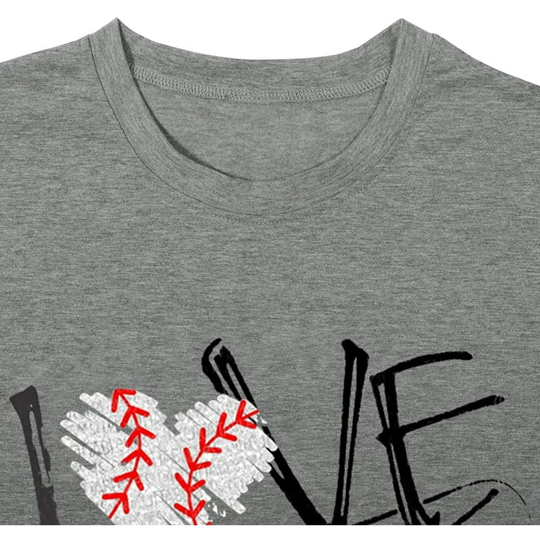 Baseball Mom Shirt Baseball Shirts for Women Cute Baseball Graphic Tee  Casual Short Sleeve Tops Gray Medium 