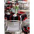 thumbnail image 4 of Outdoor Tablecloth with Umbrella Hole and Zipper, Black Red Round Table Cloth 60 Inch Waterproof Tablecloth, White Circle Geometric Abstract Texture Picnic Table Cover for Patio Camping, 4 of 7