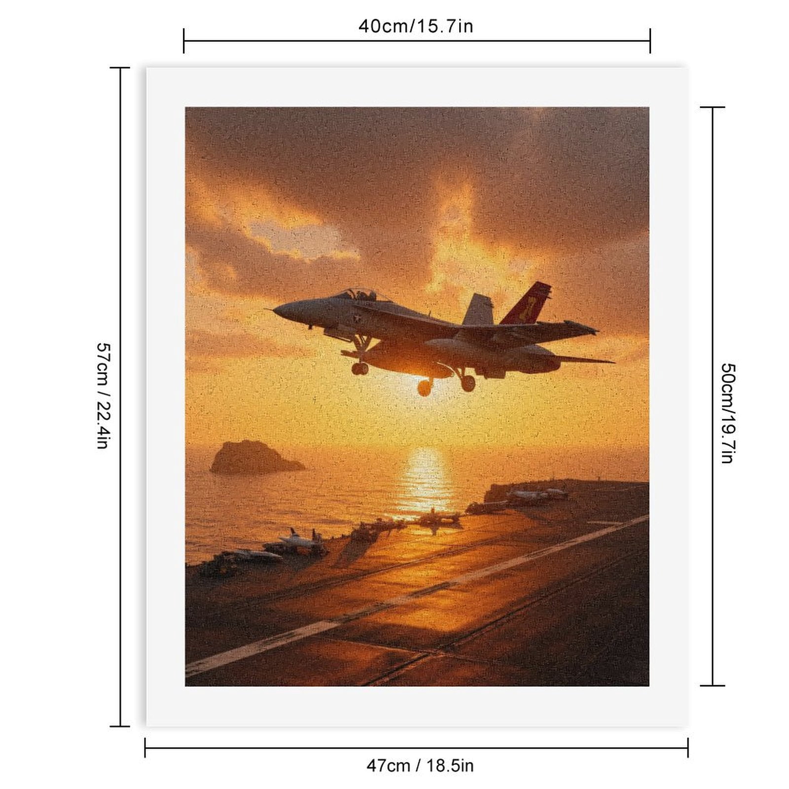 Paint By Numbers Kit for Adults Beginner - DIY Jet Carrier Sunset Sky Ocean Flight Canvas Painting Kits for Adults, Frameless Paint By Number for Adults for Home Wall Decor 16x20 Inch
