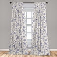 thumbnail image 2 of Botanical Window Curtains, Vintage Design Pattern of Leaves Flowers and Branches Meadow Feels, Lightweight Decor 2-Panel Set with Rod Pocket, Pair of - 28"x95", Ivory and Blue Violet, by Ambesonne, 2 of 3