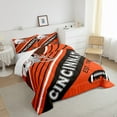 thumbnail image 3 of Football Sports Decor Twin Comforter Bedroom, American Football City Bedding Comforter Sets Orange and Black Football Team Bedding Graffiti 3D Helmet Quilt 2 Pieces (Cincinnati), 3 of 6