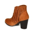 thumbnail image 3 of New Women Qupid Sake-31 Suede Perforated Chunky Heel Western Riding Bootie, 3 of 6