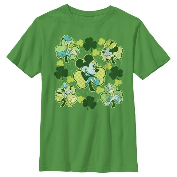Boy's Mickey & Friends Happy Clover Friends Graphic Tee Kelly Green Large
