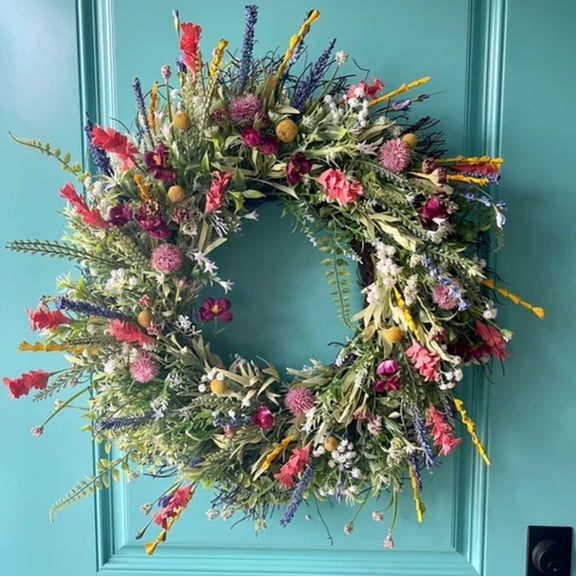 Clearance Texas Wildflower Wreath Rustic Home Decor Artificial Cottage Wreath