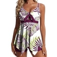 thumbnail image 2 of YTCAMLO 2 Piece Tankini Swimsuits for Women Trendy Tropical Floral V Neck Tankini Top with Boyshorts Lightweight Quick Dry Bathing Suits, White M, 2 of 6