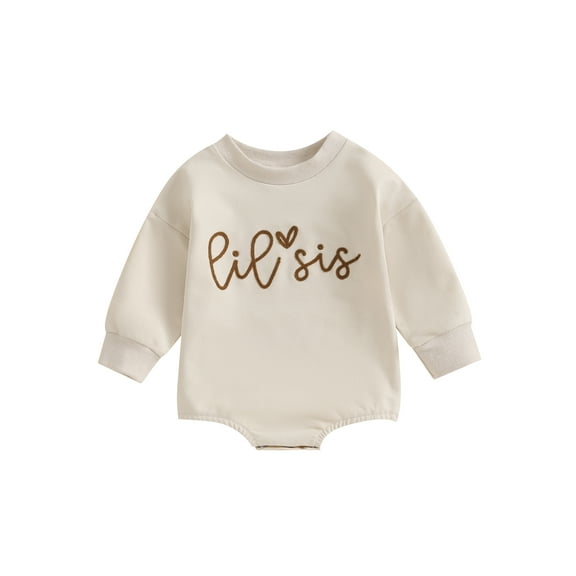 Bagilaanoe Toddler Baby Sister Matching Clothes Girl Romper Sweatshirt Long Sleeve Bodysuits 3M 6M 12M 18M 24M 3T 4T Kids Letter Print Pullover
