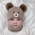 thumbnail image 3 of Baby Hat Neck Warmer 2Pcs/Set Ear Protection Thickened Beautiful Windproof Winter Infant Boys Kids Cap Scarf Kit, 3 of 4