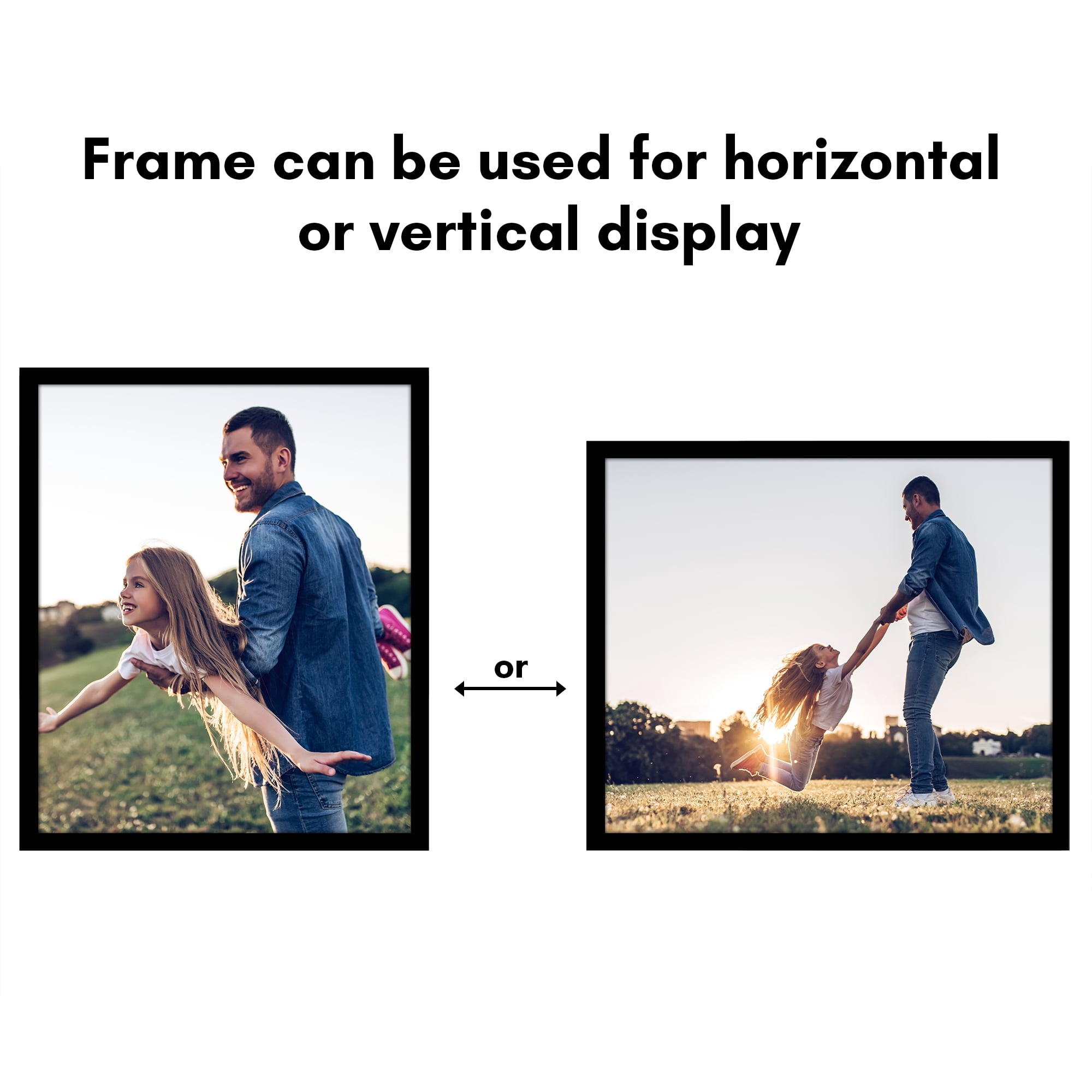 Americanflat 10x12 Picture Frame with Shatter-Resistant Glass Streamline Collection Thin Border Photo - Black