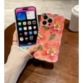 thumbnail image 4 of for iPhone 13 Pro Max Case, Colorful Retro Oil Painting Printed Flower Laser Glossy Pattern Cute Curly Wave Edge Exquisite Phone Cover Stylish Durable TPU Protective Case (Peach), 4 of 16