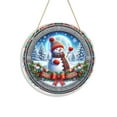 thumbnail image 2 of Christmas Door Sign Hanging Decoration – Snowman Scene PVC Holiday Pendant with Rope – Indoor Outdoor Wall Decor for Home, Party, Office, Front Door – 7.87" Clear Round Ornament, 2 of 6