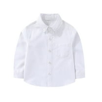 fatyb Kids Button down Dress Shirts with Pocket Cotton Casual Long Sleeve Collared Shirts for Boys Girls