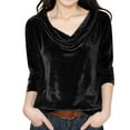 thumbnail image 2 of Tdoqot Girls Velvet T-Shirts- V-Neck Long Sleeve Soft Dressy Casual Party Tops Black Size 5, 2 of 6