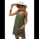 thumbnail image 2 of Vestido de Verano para Mujer, Sin Mangas, con Bolsillos, Informal, Corto, Corte A, Cuello Redondo. Verde XL, 2 of 8