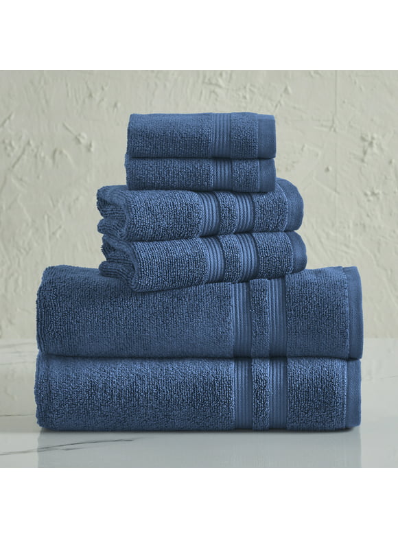 Mainstays Performance Solid 6-Piece Bath Towel Set, Navy