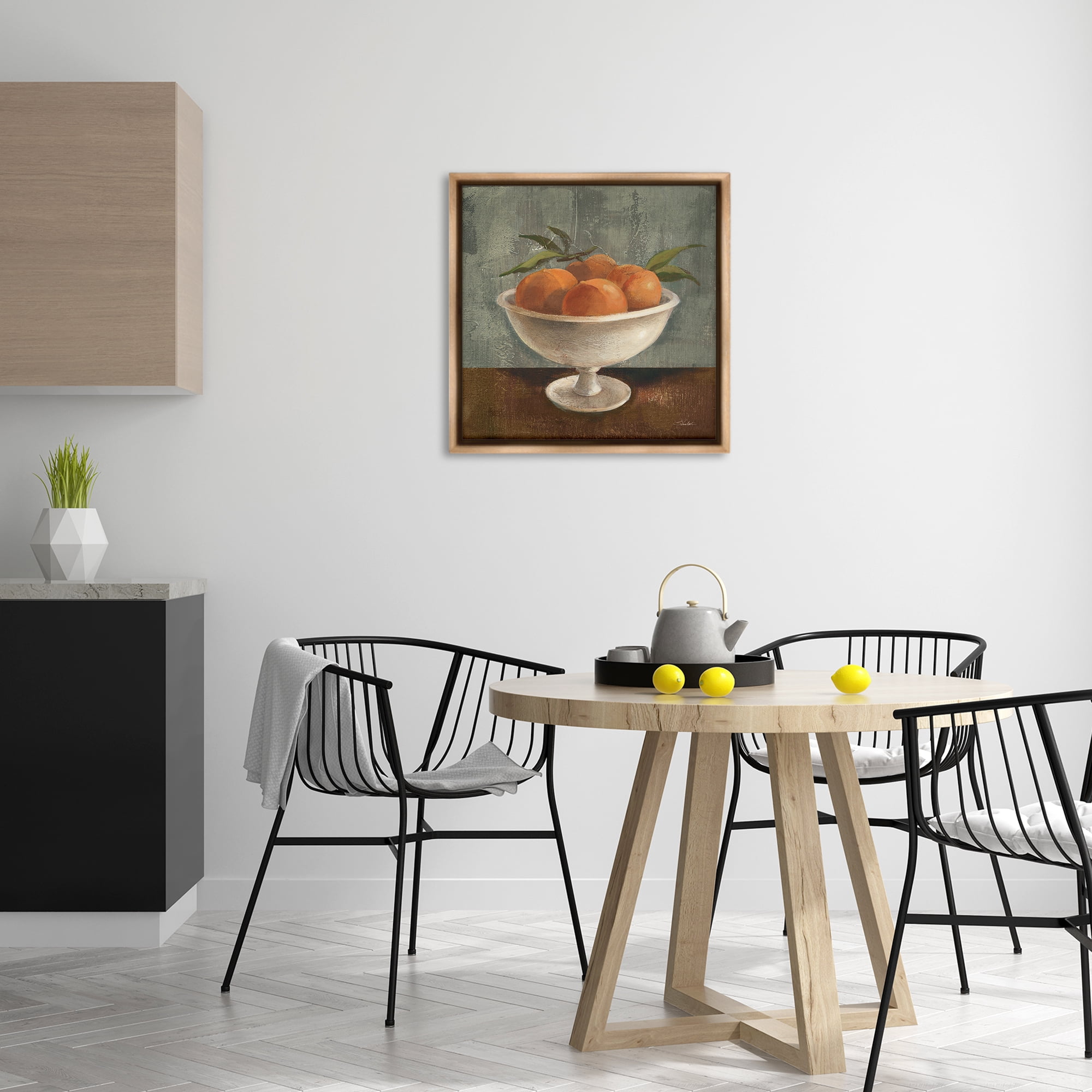 Stupell Industries Peaches Still Life Food & Beverage Painting Brown Floater Framed Canvas Art Print Wall Art, 25 x 25